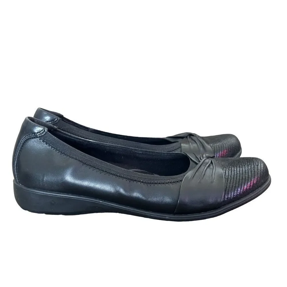 Aravon Black Leather Flats Size 10